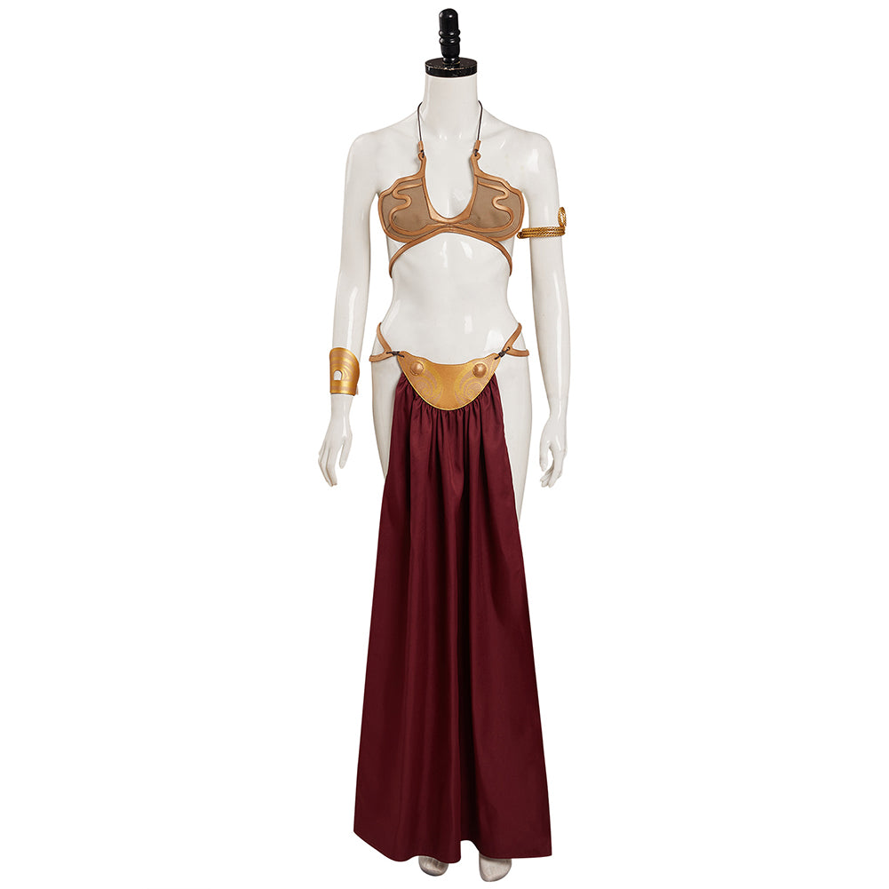 Star Wars : Le Retour du Jedi Leia Costume de cosplay Slave Leia Bikini métallique Tenues Halloween Carnaval Costume