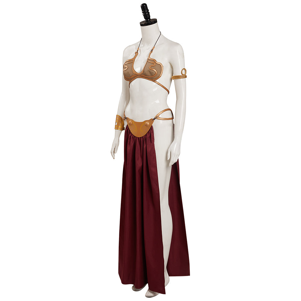 Star Wars : Le Retour du Jedi Leia Costume de cosplay Slave Leia Bikini métallique Tenues Halloween Carnaval Costume