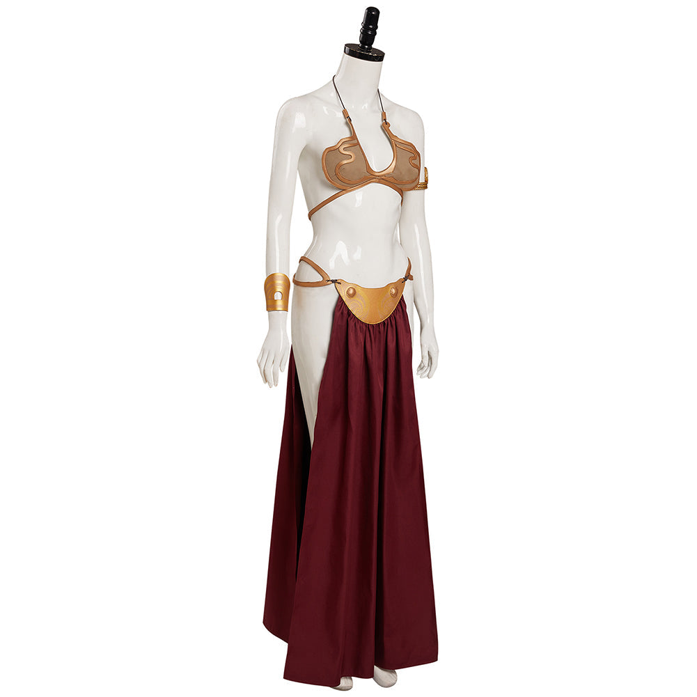 Star Wars : Le Retour du Jedi Leia Costume de cosplay Slave Leia Bikini métallique Tenues Halloween Carnaval Costume