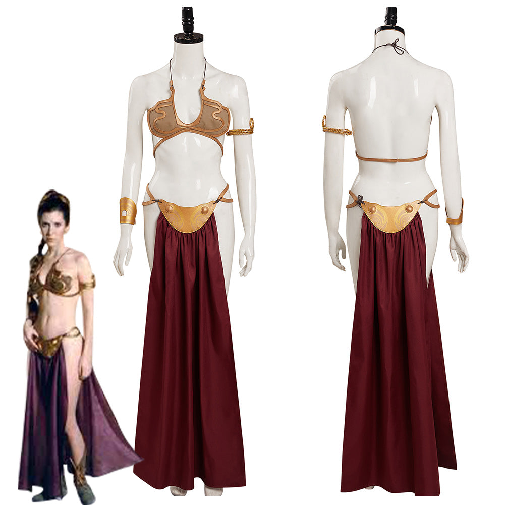 Star Wars : Le Retour du Jedi Leia Costume de cosplay Slave Leia Bikini métallique Tenues Halloween Carnaval Costume