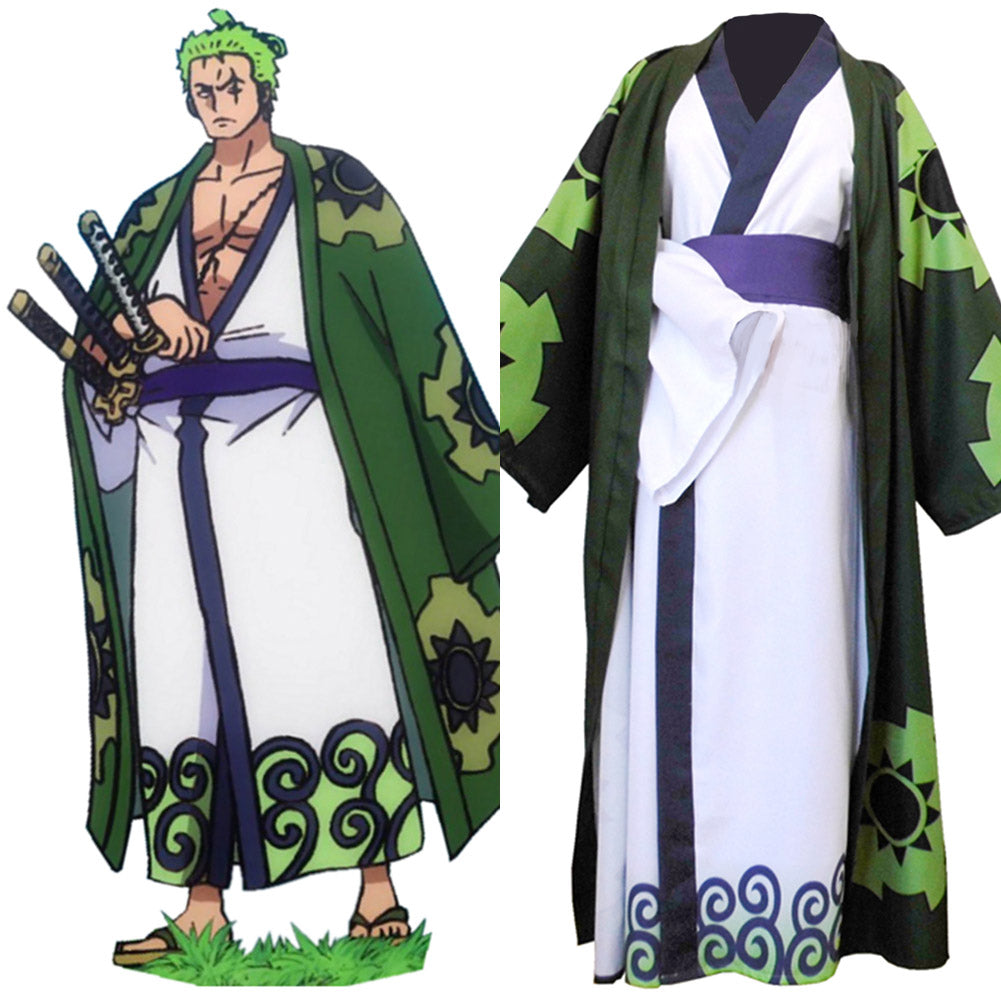 Anime One Piece Roronoa Zoro Costume de cosplay Kimono Robe Tenues