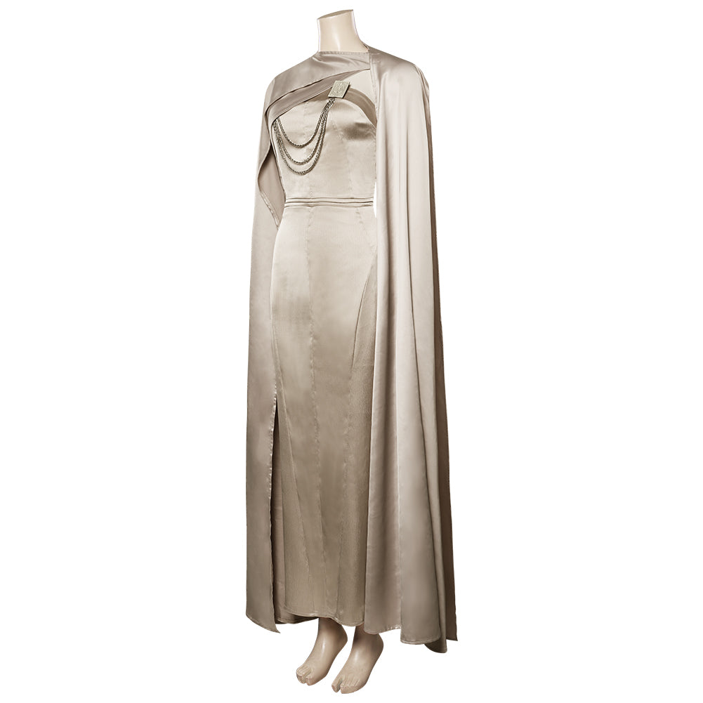 Star Wars Andor Saison Costume de cosplay de Mon Mothma avec cape pour Halloween, carnaval