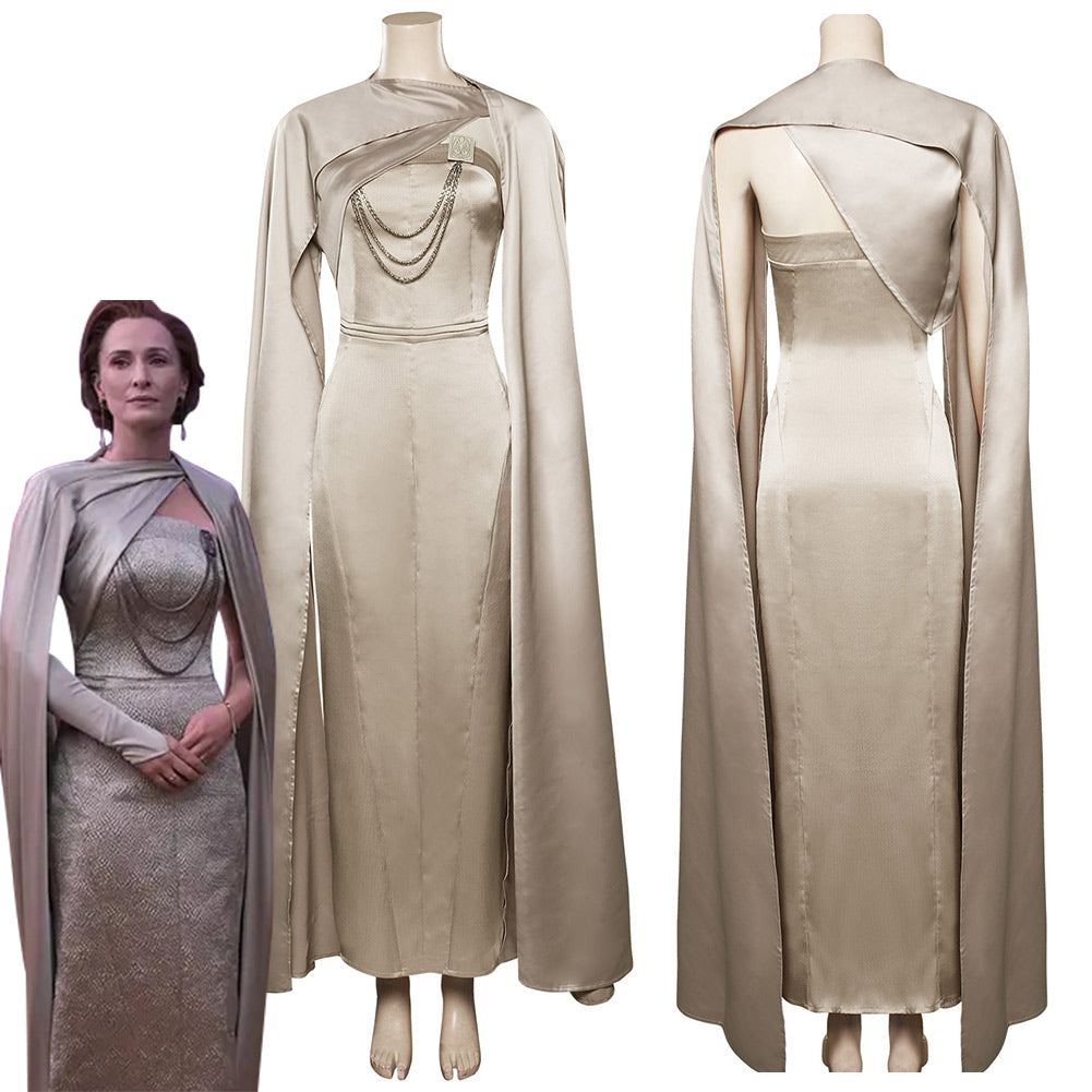 Star Wars Andor Saison Costume de cosplay de Mon Mothma avec cape pour Halloween, carnaval