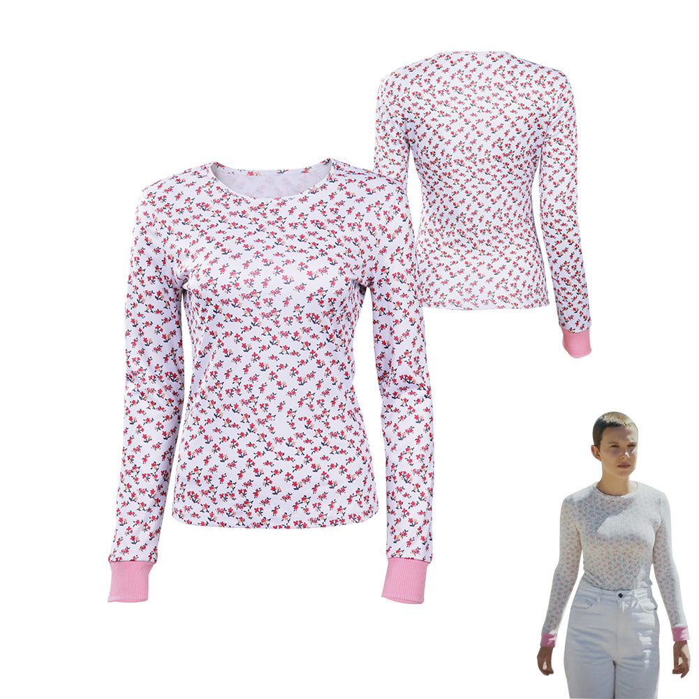 Stranger Things Saison Costume de cosplay d'Eleven avec t-shirt long à motif floral pour Halloween, carnaval