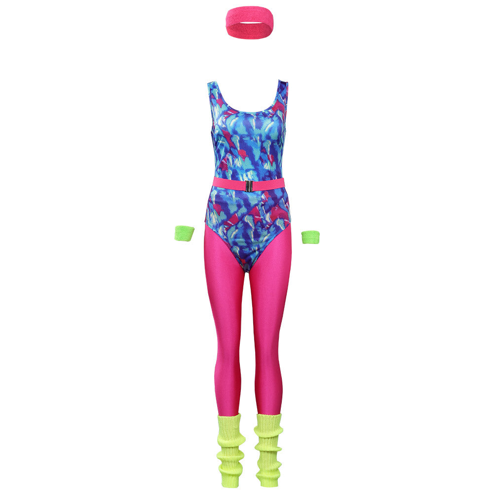 Ensemble de 6 pièces pour femmes adulteCostume de cosplay Hippie Disco des années 80 pour Halloween, carnaval