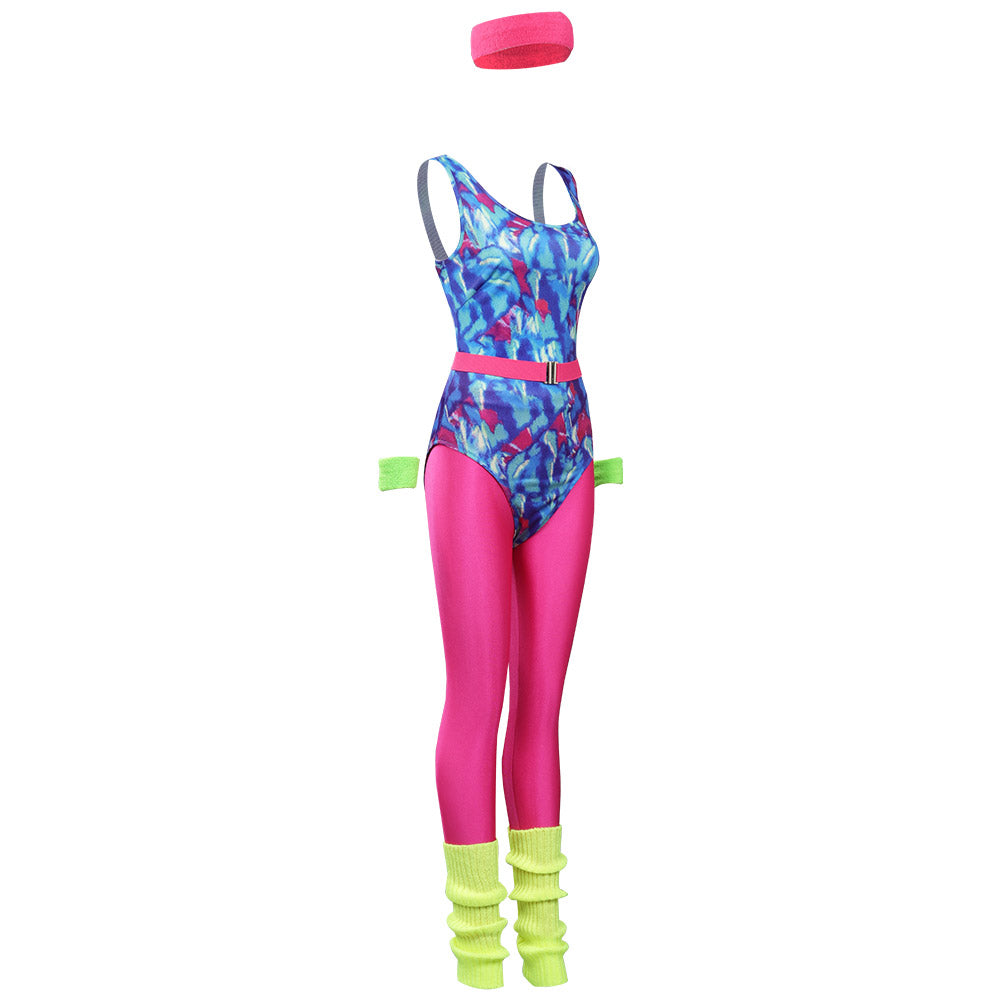 Ensemble de 6 pièces pour femmes adulteCostume de cosplay Hippie Disco des années 80 pour Halloween, carnaval