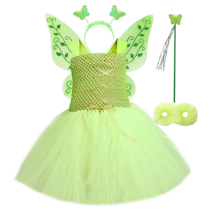 Tinker BelCostume de cosplay pour filles avec tutu, robe pour Halloween et carnaval, costume de déguisement