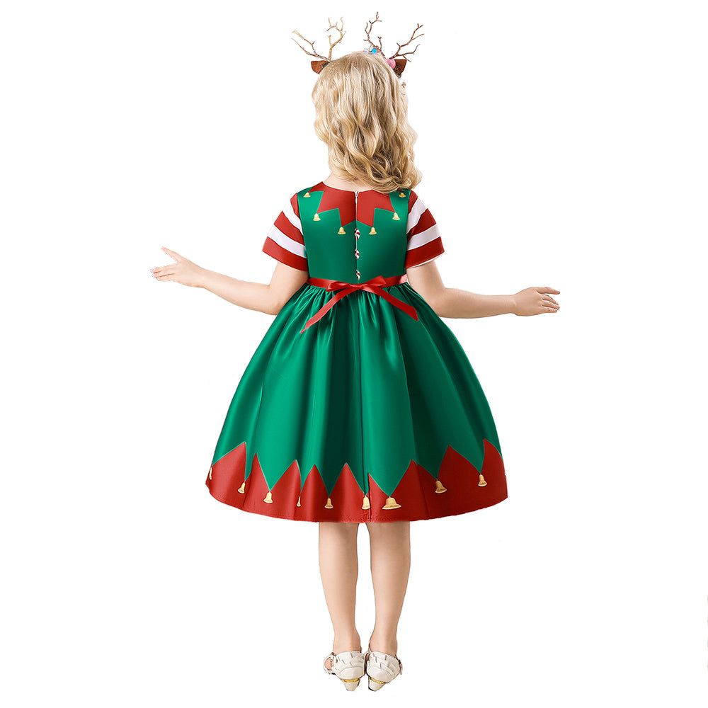 Enfants Filles Lutin de NoëCostume de cosplay avec robe pour Halloween, carnaval