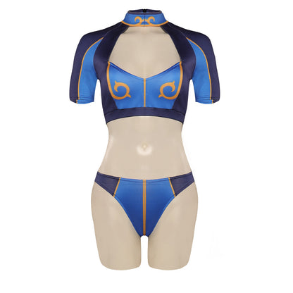 Street FighteCostume de cosplay de Chun-Li en maillot de bain pour Halloween et carnaval, costume de déguisement