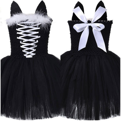 Fille chat de dessin animCostume de cosplay avec robe pour Halloween, carnaval