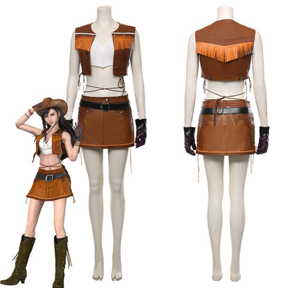 Final Fantasy VII Remake Tifa Lockhart Costume de cow-boy Halloween Carnaval Costume de cosplay