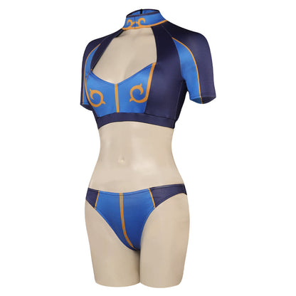 Street FighteCostume de cosplay de Chun-Li en maillot de bain pour Halloween et carnaval, costume de déguisement