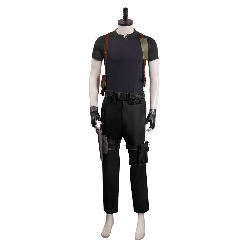 Resident Evil 4 RemakLeon S.Kennedy Costume de cosplay Manteau Pantalon Gants Tenues Halloween Carnaval Costume