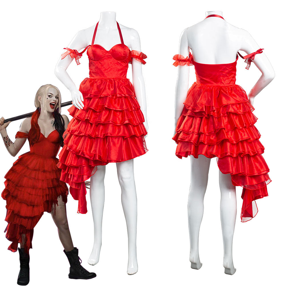 Suicide Squad (2021) Harley Quinn Robe Rouge Halloween Carnival Suit Costume de cosplay