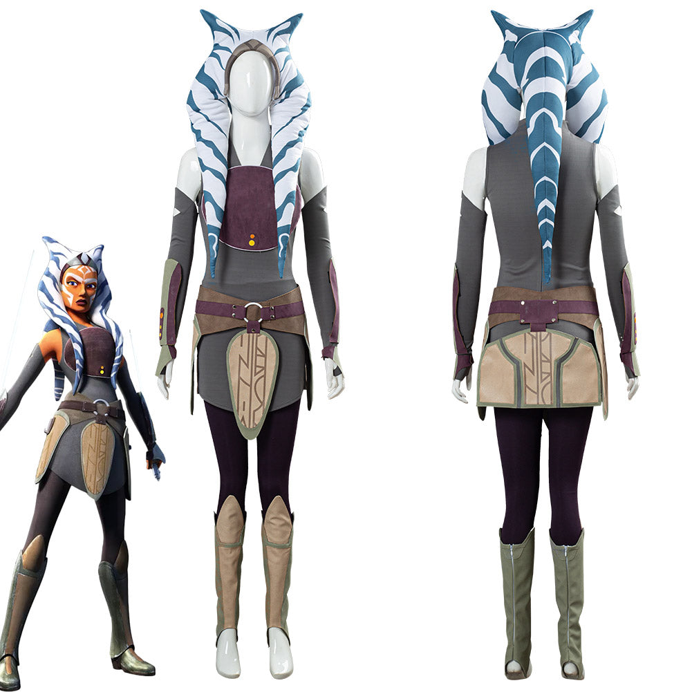 Star Wars Rebels Ahsoka Tano Robe pour femmes Tenue Halloween Carnival Costume Costume de cosplay