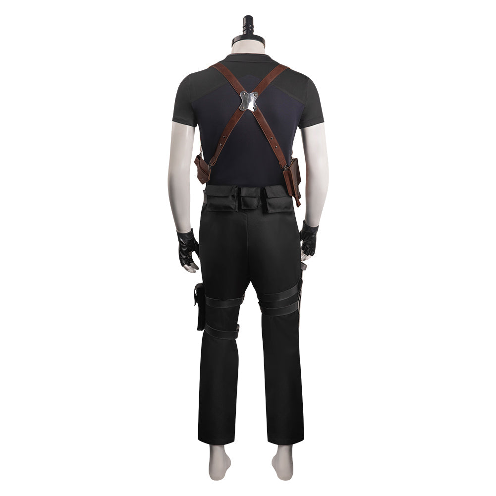 Resident Evil 4 RemakLeon S.Kennedy Costume de cosplay Manteau Pantalon Gants Tenues Halloween Carnaval Costume