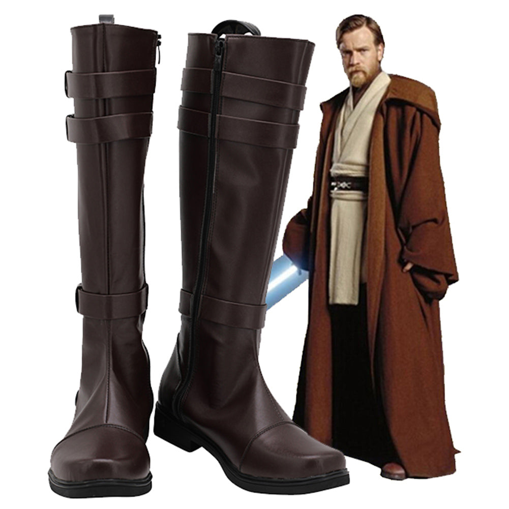 Star Wars Chevalier Jedi Obi-Wan Kenobi Bottes Accessoire de costumes d'Halloween Chaussures de cosplay